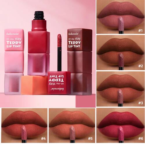 lakerain Waterproof Teddy Lip Gloss Velvet Matte Lip Mud Lon