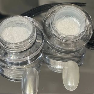 White pearl chrome nail powder - glazed donut effect, rectan