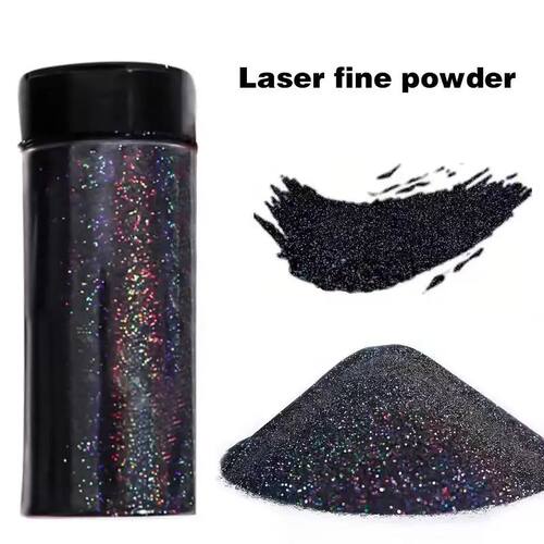Holographic Ultra-Fine Black Glitter Powder, Portable Ultra-