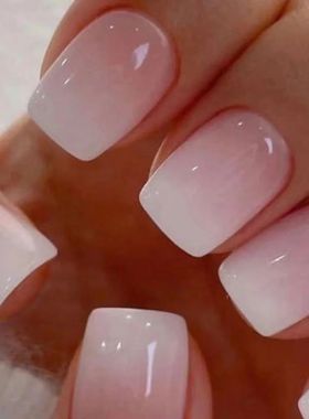 24Pcs Simple Square Head Press on Fake Nails with Glue Short