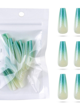 24Pcs Colorful Acrylic False Long Coffin Nails Fake Nails