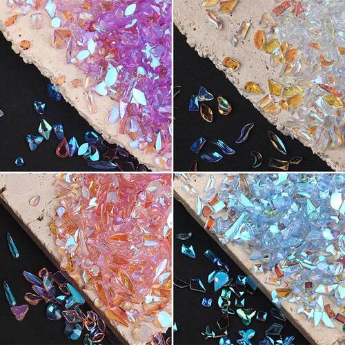 100Pcs Aurora Nail Art Rhinestones Multi Shapes 3D Resin Fla