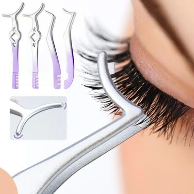 Color Eyelash Comb Tweezers Carbon Steel Professional Pincet