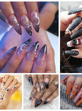 Halloween long wear fake nails press on Nail Patch Nail Patc