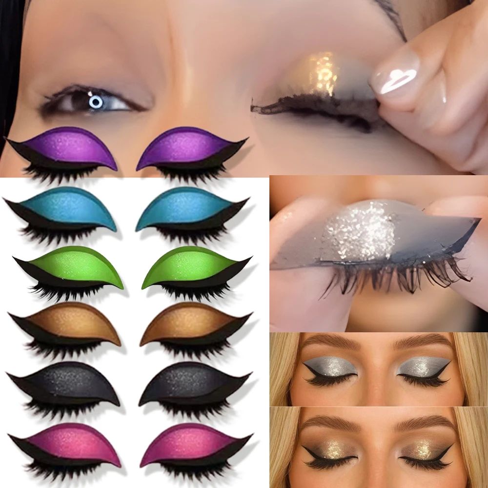 Reusable 1 Pair Lazy Eye Shadow Eyelash Patch 2-In-1 Eye Mak