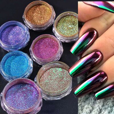 1Jar Chameleon Chrome Nail Glitter Powder 12colors Magic Mir