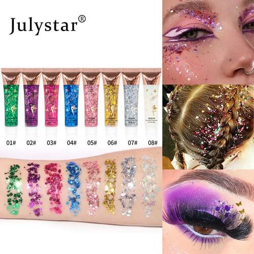 Body Glitter Gel Multifunctional Face Lip Hair Loose Sequ Fl