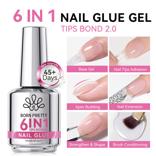 15ML 6 IN 1 Nail Glue Gel for Acrylic Nails Soak off Base