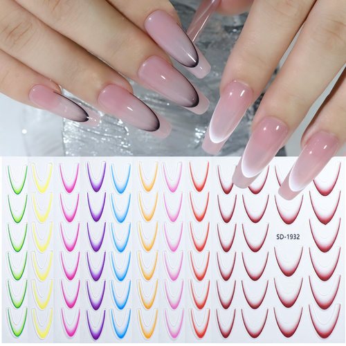 Gold 3D Nail Sticker Curve Stripe Lines Nails Stickers Gradi