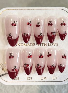 10Pcs French Almond Handmade Press on Nails Fake Nails with