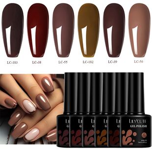 6Pcs/Set 7ML Brown Gel Nail Polish Winter Coffee Semi Perman