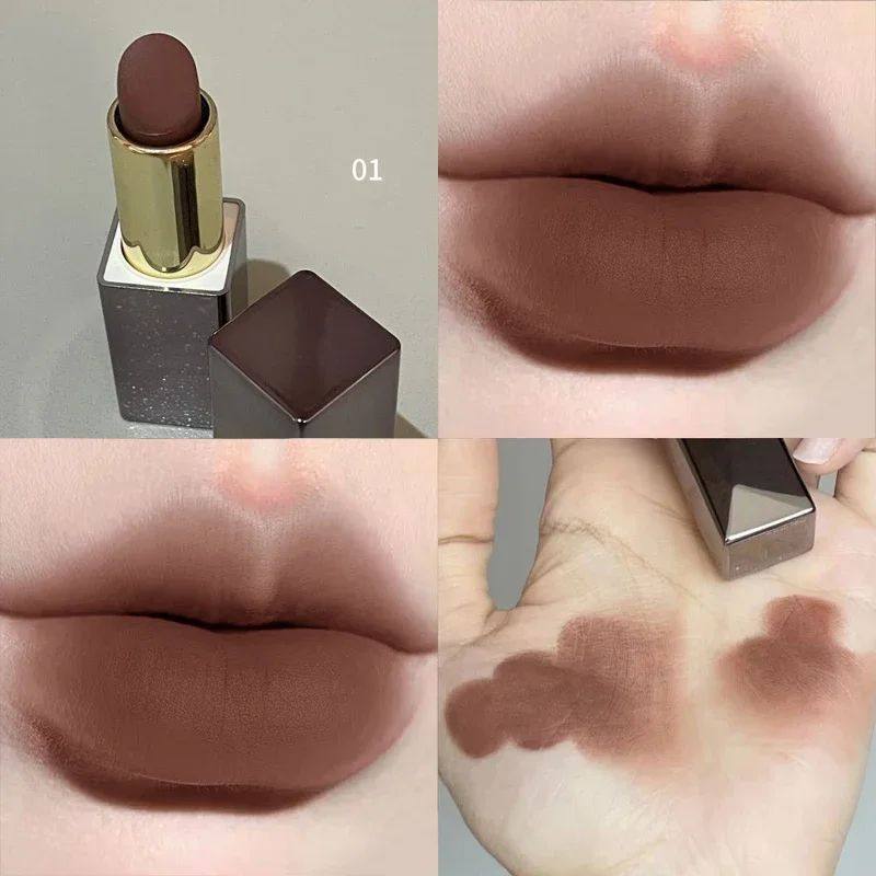 Sexy Matte Punk Dark Brown Lipstick Waterproof Lip Gloss Lon