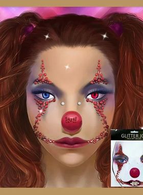 Funny Clown Halloween Terror Grimace 3D Crystal Stickers Cos