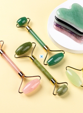 Jade Roller Massager Rose Quartz For Face Natural Real Stone