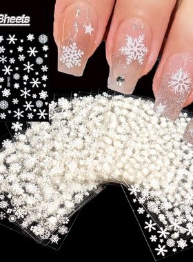 30 Sheets Christmas Nail Art Stickers Self Adhesive 3D White