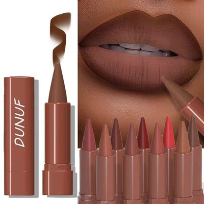 Matte Lipstick Pen Gradient Lip Liner Red Brown Velvet Lipst