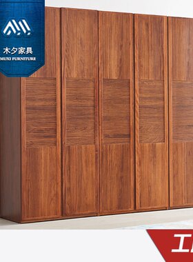 东南亚风胡桃木色对开门卧室家具