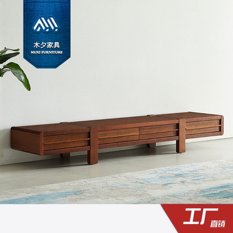 木夕新中式东南亚风格槟榔色家具胡桃木色大小户型地柜组合电视柜