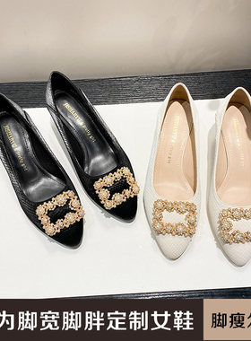 加肥加宽女高跟鞋适合胖妹妹脚宽胖脚背高大脚骨大码女鞋JS92013