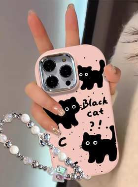 ins高颜值黑猫适用于oppo a55手机壳opop findx7纯色硅胶a98保护套少女可爱ooppreno11搞怪卡通s16pro小众女