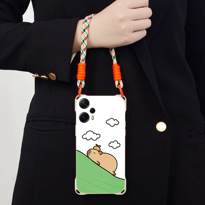 躺平可爱豚鼠适用红米Note12S斜跨手机壳Note12Turbo小众日韩超萌Note124G国际版卡通少女Note12Pro4G国际版