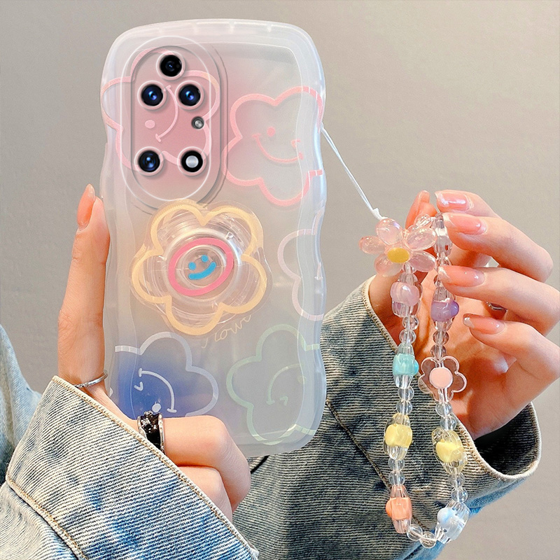 适用华为P50pro手机壳高级感p5opro个性小清新女生huawei p50保护套ins风可爱少女hw p5ipro硅胶透明手链支架