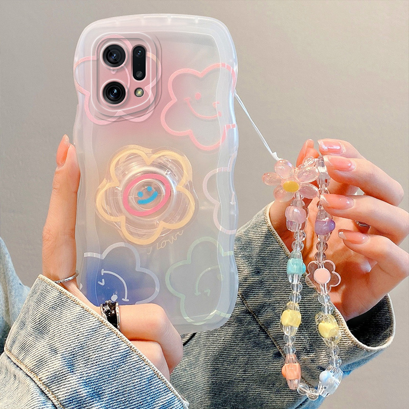 适用于OPPO FindX5手机壳潮女可爱opop findx5pro保护套ins风小清新flndx5个性手链支架oopo fandx5时尚透明