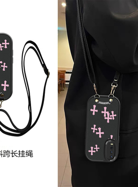 皮纹潮流十字架适用vivoY12s手机壳斜跨挂绳Y16爱心挂件Y17s国际版卡通ins潮少女Y112023可爱保护壳