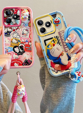 适用于RealmeC53手机壳日韩可爱女relamec65保护套新款OPPO真我c55个性卡通reamlec53叮当猫raelmec55硅胶壳