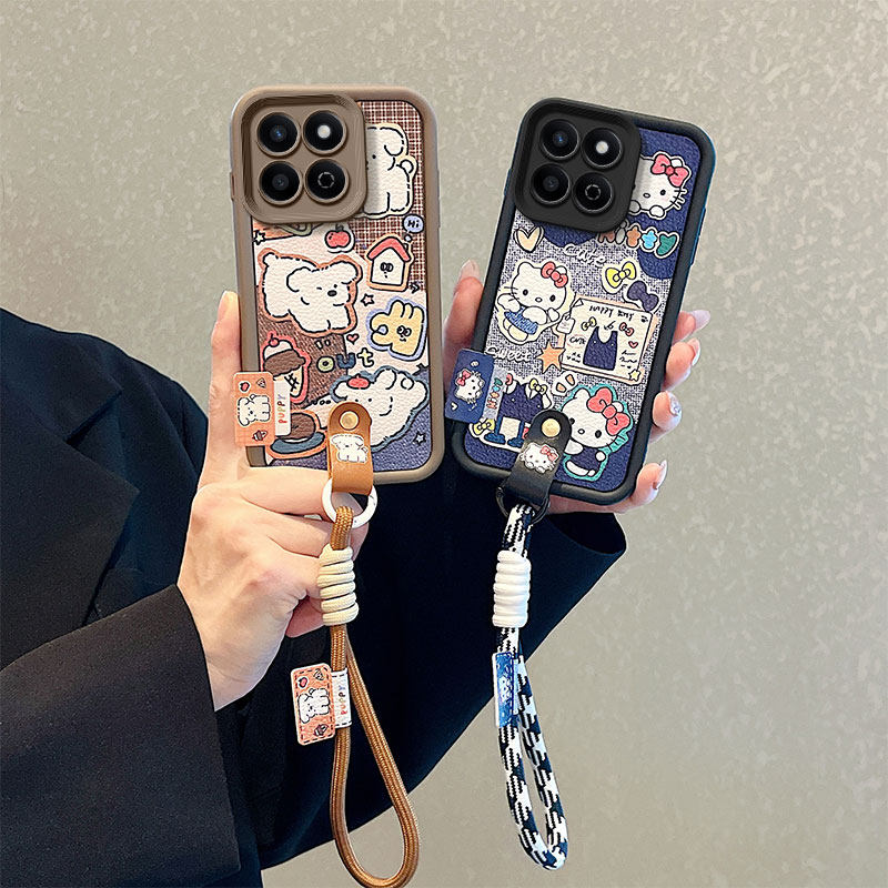 山茶花适用荣耀Play9T手机壳立体卡通畅玩60Plus可爱honor200Smart秋冬小羊皮好看潮女ins保护壳