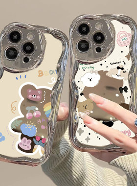 高颜值电镀小熊适用oppo reno6手机壳opopa3pro小众日韩女findx6保护套0ppo真我gt5保护套a11可爱搞怪女ins风