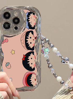 卡通小丸子适用oppo r17手机壳reno11个性卡通realme真我11pro保护套opop a2pro日韩少女可爱v11搞怪学生手链