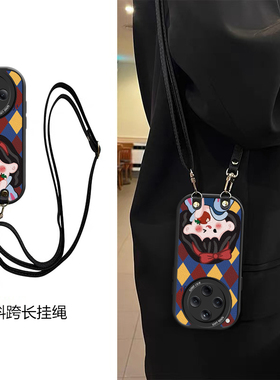 斜跨链条适用OPPOFindX8手机壳卡通潮少女FindX全包x5pro/fx3斜跨挂绳fx6可背创意皮纹可爱保护壳