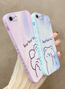 适用于苹果6plus手机壳创意情侣款iPhone6p简约时尚A1634彩绘IP6p卡通可爱边框ipone6spuls外套A1687全包镜头