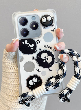 适用realmeNote60手机壳卡通潮少女真我Narzo N61搞怪n63创意斜跨绳立体创意可爱日韩保护壳