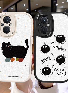 适用OPPOF19Pro手机壳情侣reno8t煤球7z/5z全包reno5lite全包q5i防摔RealmeV23创意搞怪可爱保护壳