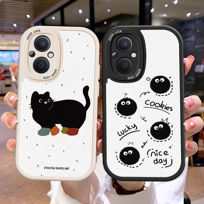 适用OPPOF19Pro手机壳情侣reno8t煤球7z/5z全包reno5lite全包q5i防摔RealmeV23创意搞怪可爱保护壳