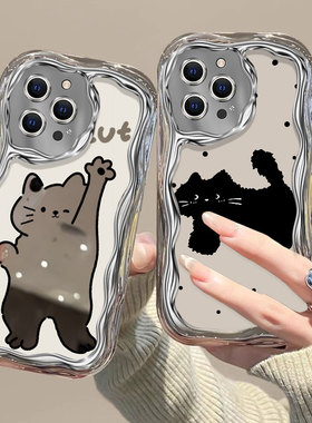 韩系ins少女适用苹果14promax手机壳iphone15个性可爱女pg6s日韩小众8plus保护套搞怪卡通xr电镀小猫咪xsmax