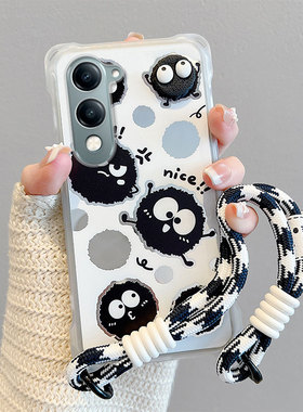 适用vivoY04手机壳卡通潮少女搞怪创意斜跨绳立体创意可爱日韩保护壳