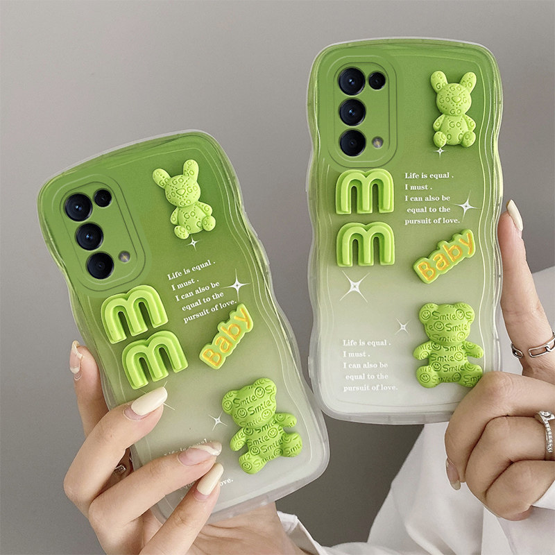 适用OPPOReno5手机壳高级感ins风oppireno5防摔poopr渐变色透明opreno5保护套PEGM00立体贴饰opp0reno5可爱女