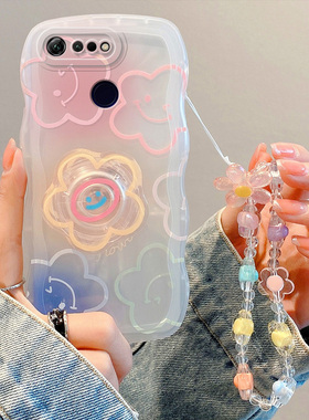 适用于华为荣耀V20手机壳日韩可爱女生PCT-AL10简约夏天新款honor v20保护套ins风学生。容耀v20硅胶手链支架