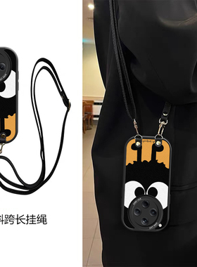 橙色硅胶适用OPPOFindX6手机壳斜跨FindX5挂绳FindX3Pro好看全包FindX5Pro少女卡通图案可爱保护壳