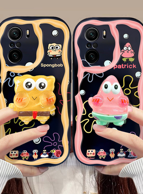 适用红米K40手机壳日韩女生redmi k40pro搞怪海绵宝宝k40s保护套k4os可爱少女hongmi卡通k40por派大星高颜值