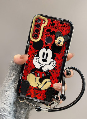 米奇库洛米适用于realme真我Narzo20A手机壳男女真我软硅胶创意磨砂Narzo20a全包边手绳立体可爱保护套潮