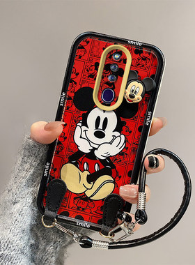 米奇库洛米适用oppoF11pro手机壳oopofl1pro潮少女硅胶一体手绳网红潮学生立体可爱日韩保护套全包边防摔全包