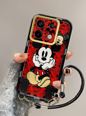 米奇库洛米适用小米Pocom6pro 4G手机壳xmp0com6pro一体手绳学生立体可爱全包边保护套硅胶网红潮潮少女日韩