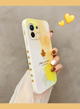 适用小米11青春版手机壳米11Lite网红硅胶油画米十一life创意侧边爱心保护套mIII全包防摔11lite男女新款外壳