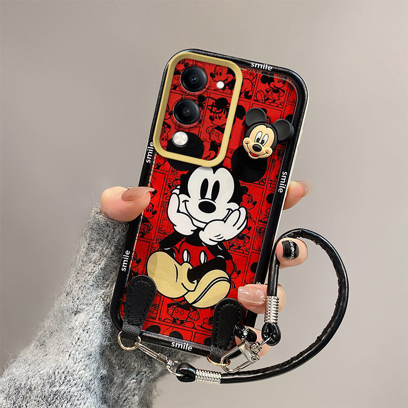 米奇库洛米适用vivoY04手机壳Y19e立体可爱Y29s学生Viv0Y19e日韩保护套全包边一体手绳硅胶潮少女网红潮全包