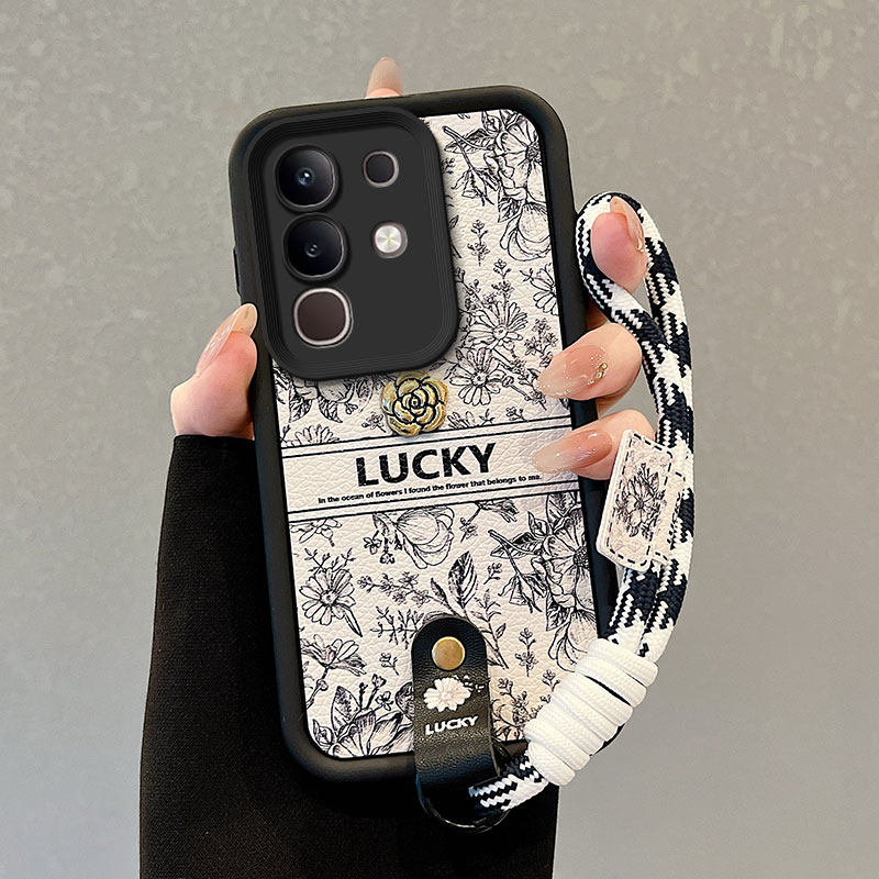 适用vivoY300t手机壳Y29 4G磨砂T4x学生女V2445EA可爱VivioY3o0t创意Voviy29小羊皮手绳保护套山茶花潮流超薄