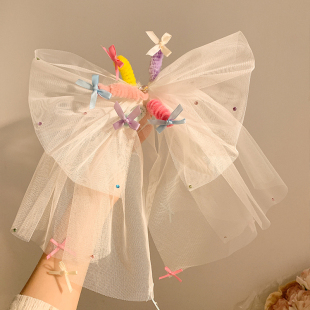 女孩儿童生日帽网纱头饰发箍发夹蝴蝶结氛围仪式 饰 感拍照道具装